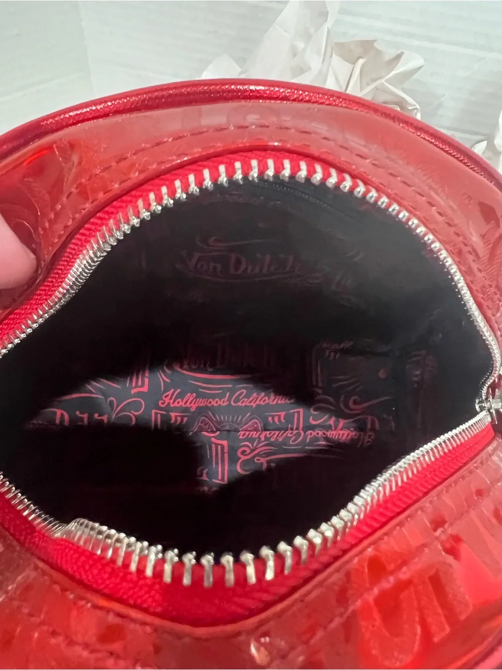 Von Dutch Metallic Reflective Crossbody/Handbag Metallic Red NEW!